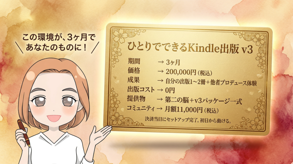 ひとりでできるKindle出版｜入会案内スペック